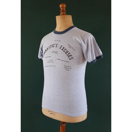 Vintage 1970s t shirt - blue marl - 36” chest - ringer sportswear - made in USA