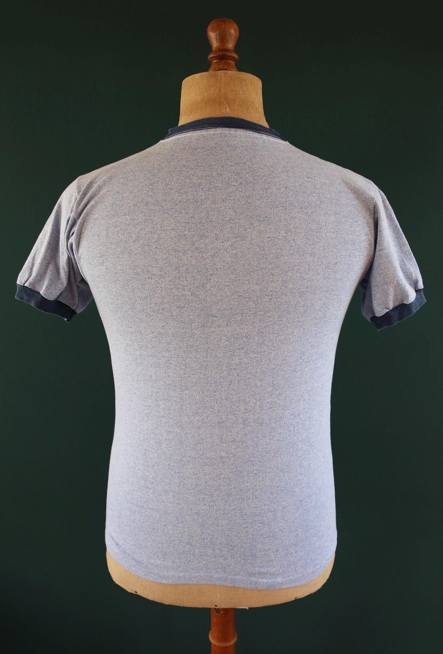 Vintage 1970s t shirt - blue marl - 36” chest - ringer sportswear - made in USA