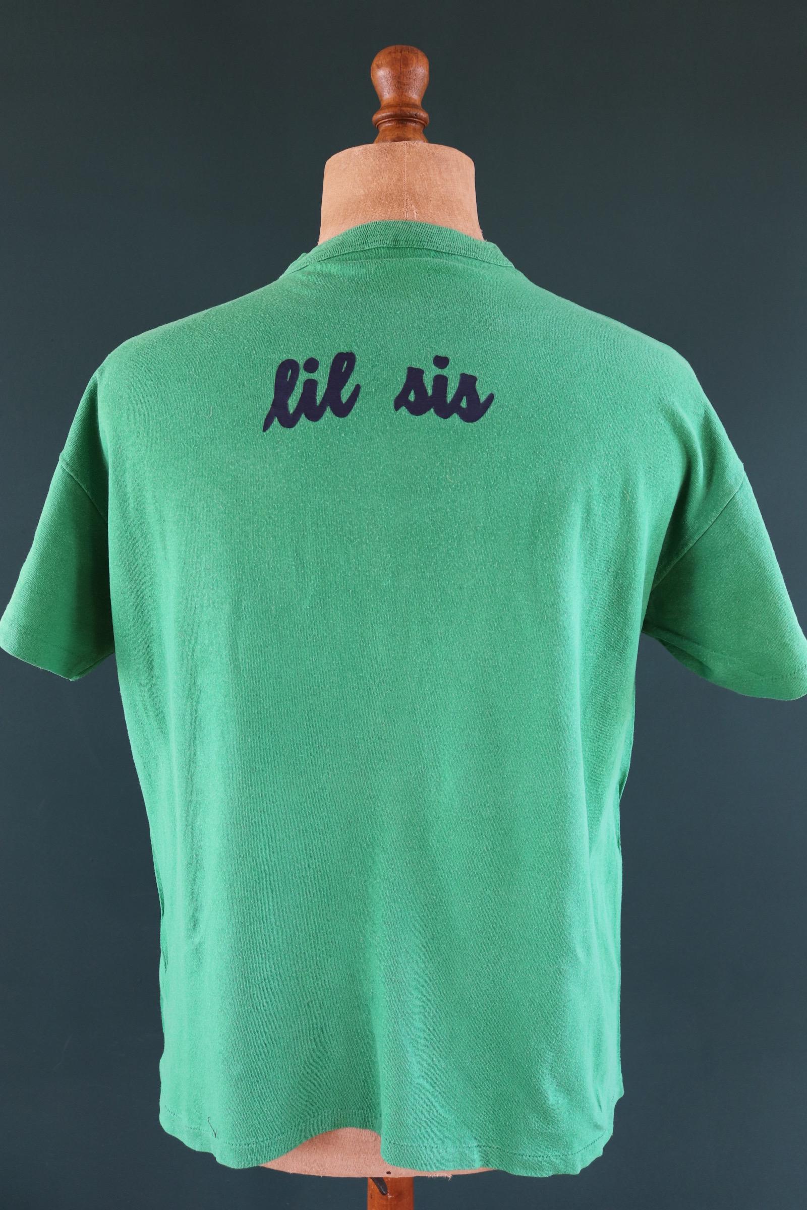 Vintage 1980s green Greek letters t shirt - sorority sportswear - football tee - 45” chest