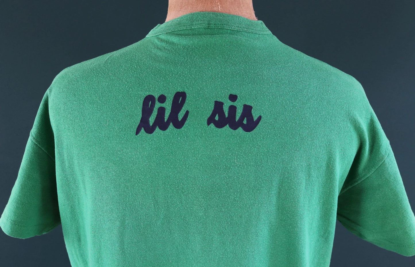 Vintage 1980s green Greek letters t shirt - sorority sportswear - football tee - 45” chest