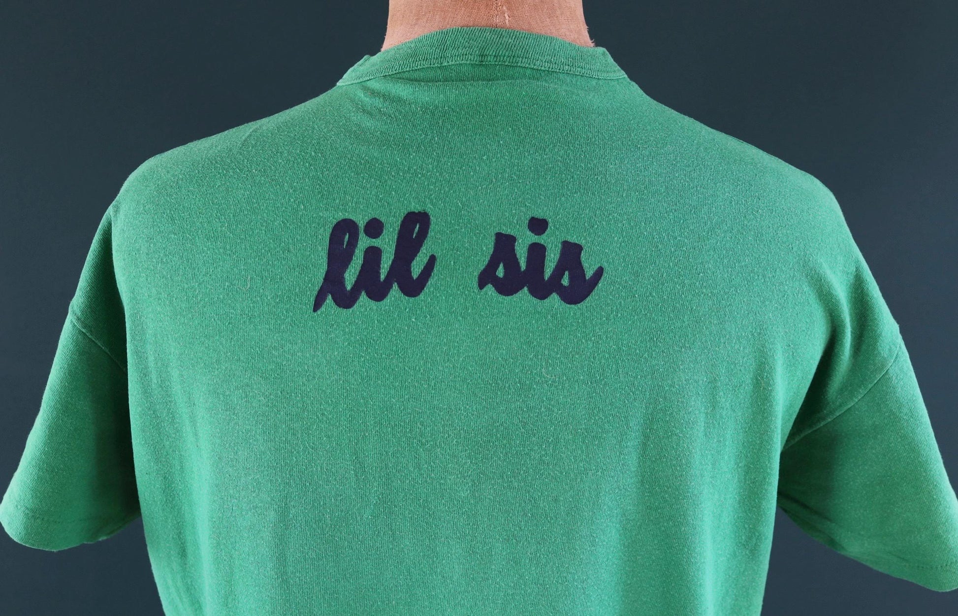 Vintage 1980s green Greek letters t shirt - sorority sportswear - football tee - 45” chest