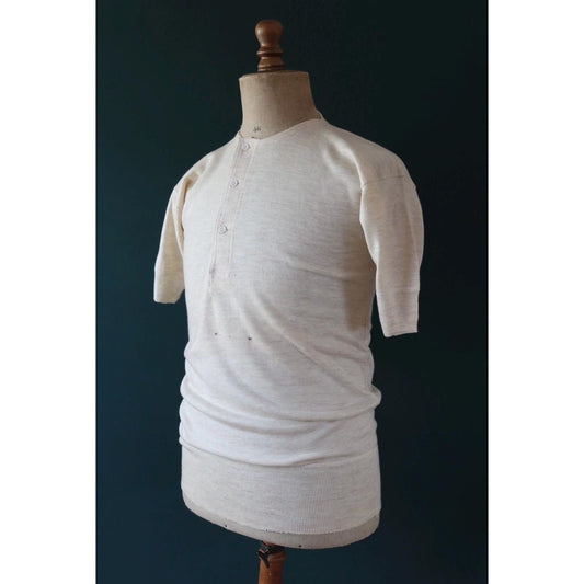 Vintage 1940s deadstock CC41 wool undershirt - WW2 clothing - Henley top - thermal layer - 37" chest
