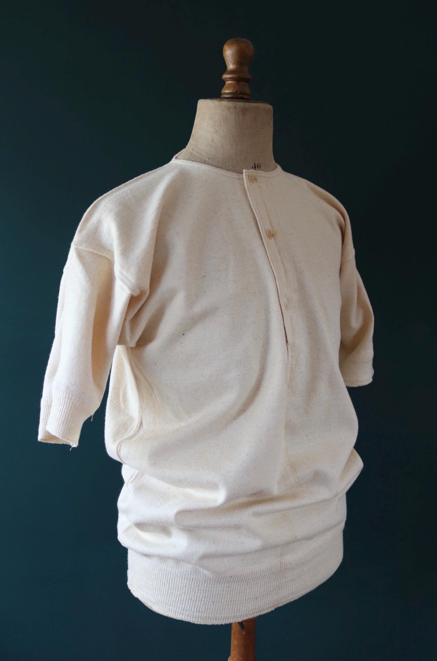 Vintage 1940s deadstock CC41 wool undershirt - WW2 clothing - Henley top - thermal layer - 44" chest