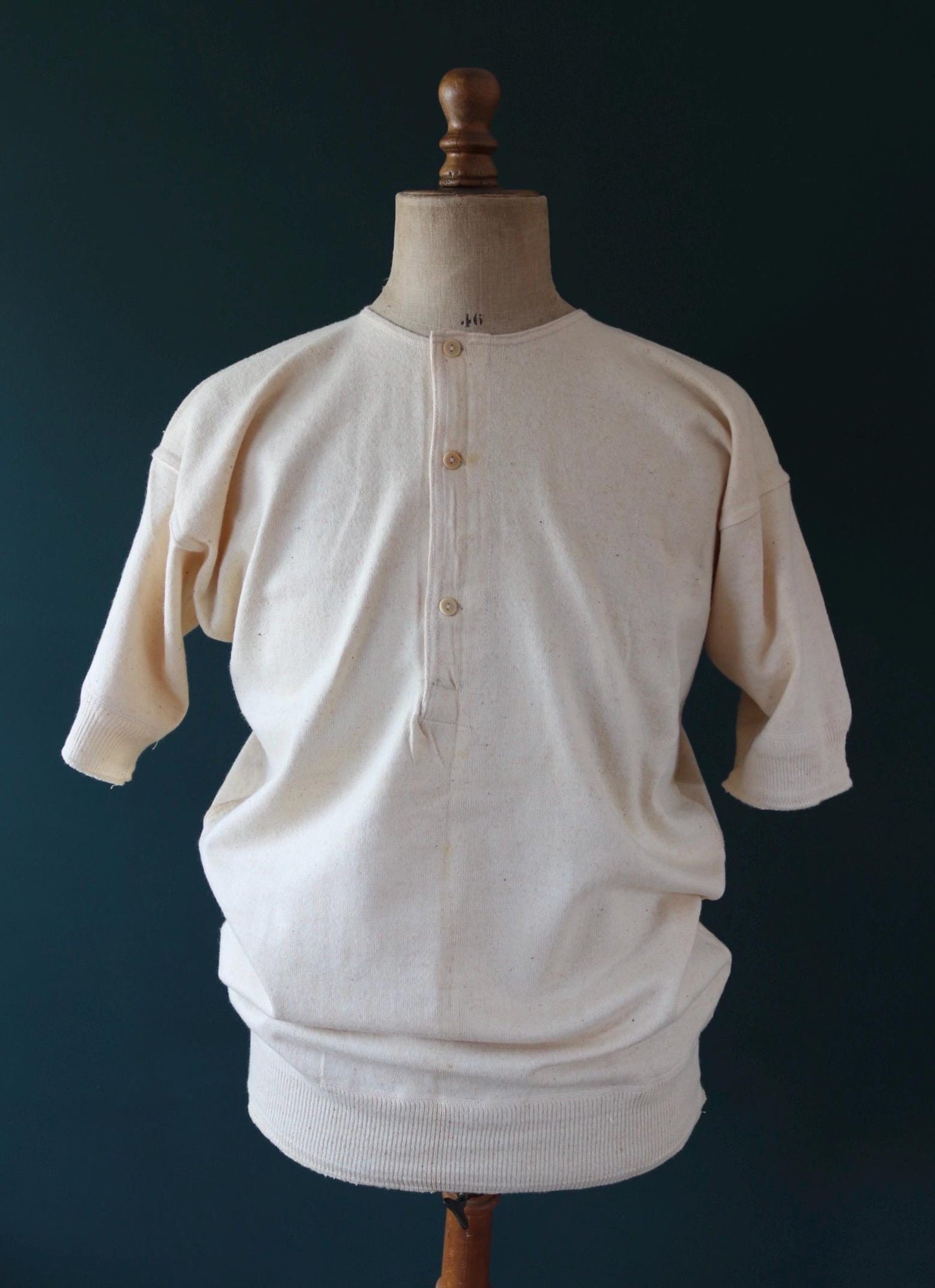 Vintage 1940s deadstock CC41 wool undershirt - WW2 clothing - Henley top - thermal layer - 44" chest