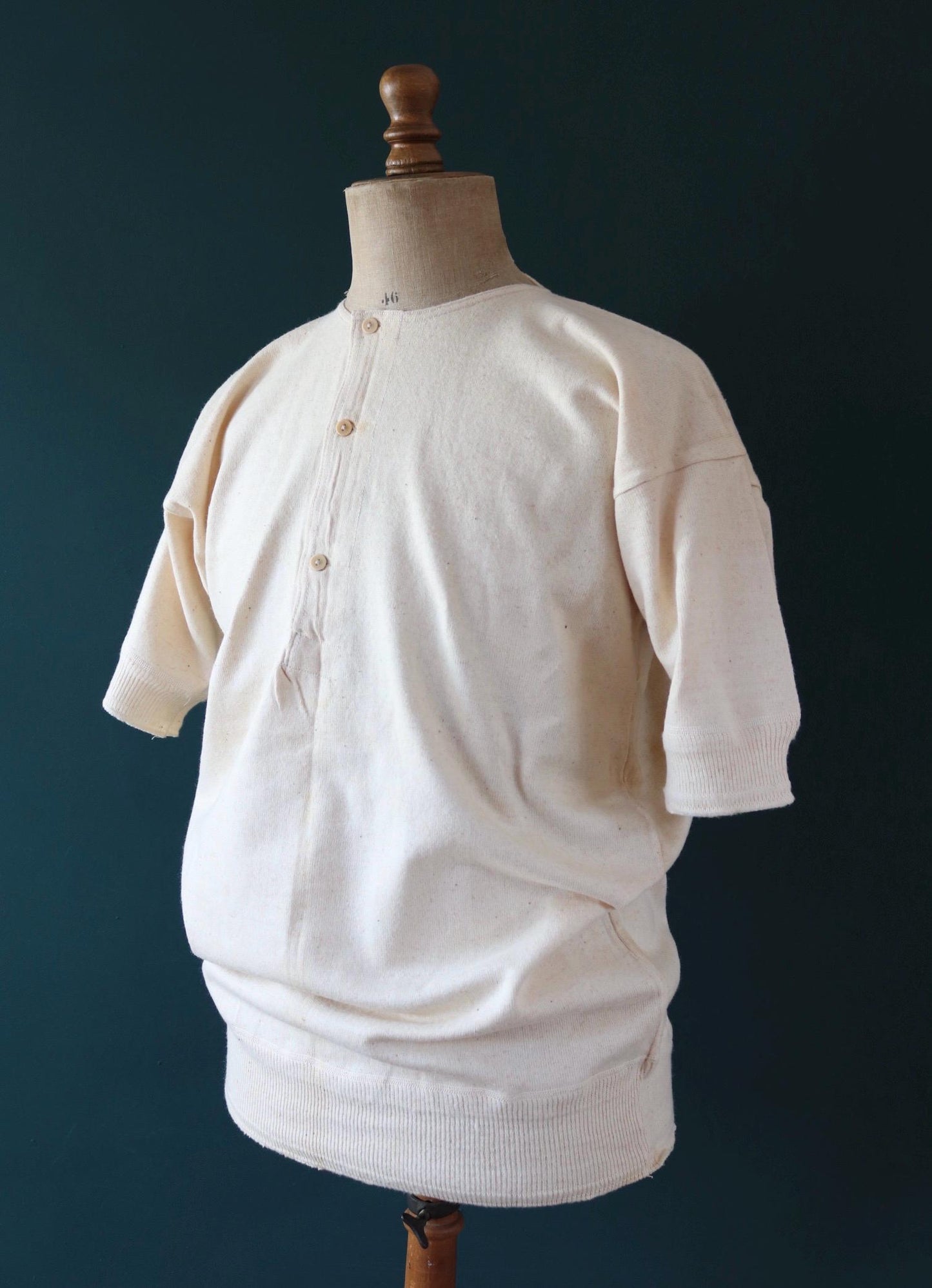 Vintage 1940s deadstock CC41 wool undershirt - WW2 clothing - Henley top - thermal layer - 44" chest