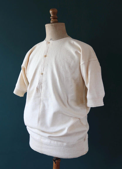 Vintage 1940s deadstock CC41 wool undershirt - WW2 clothing - Henley top - thermal layer - 44" chest