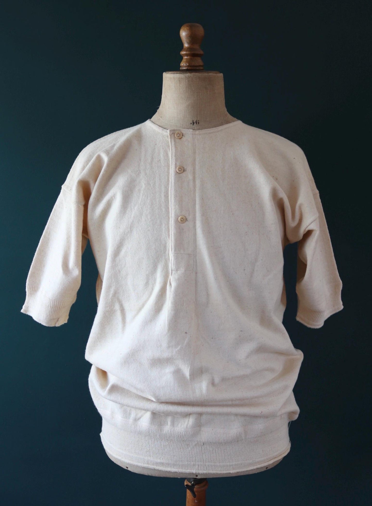 Vintage 1940s deadstock CC41 wool undershirt - WW2 clothing - Henley top - thermal layer - 44" chest