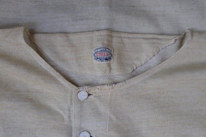 Vintage 1940s wool undershirt - WW2 clothing - Henley top - thermal layer - 44" chest
