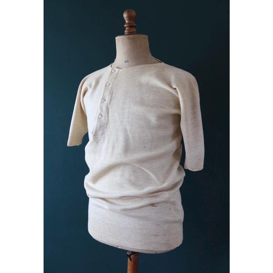 Vintage 1940s Harrods wool undershirt - WW2 clothing - Henley top - thermal layer - 40" chest
