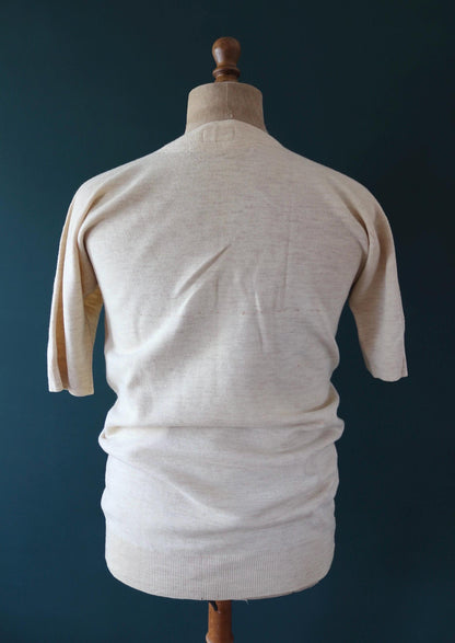 Vintage 1940s Harrods wool undershirt - WW2 clothing - Henley top - thermal layer - 40" chest