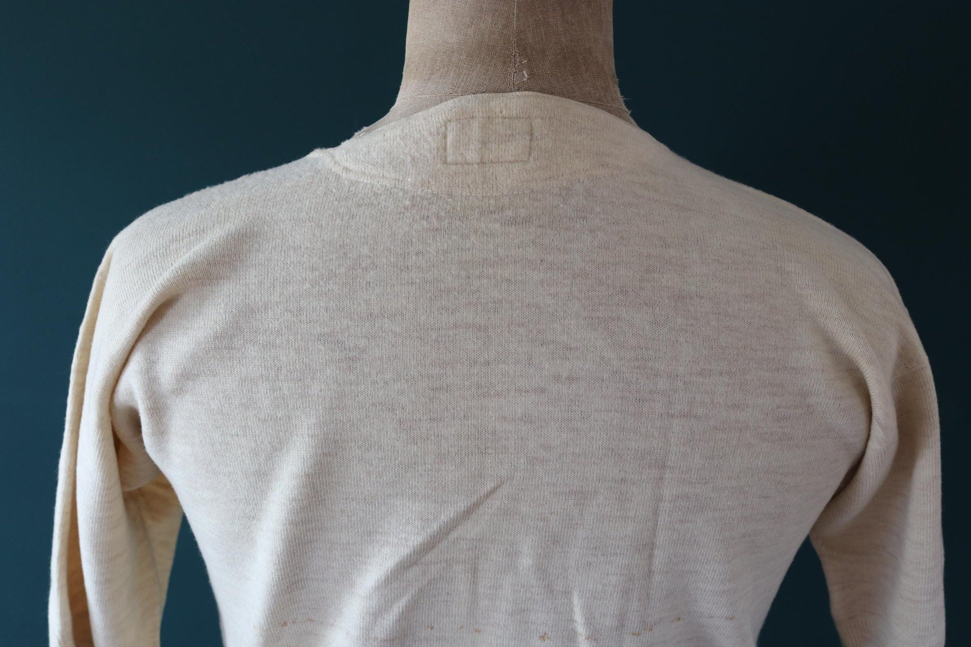 Vintage 1940s Harrods wool undershirt - WW2 clothing - Henley top - thermal layer - 40" chest