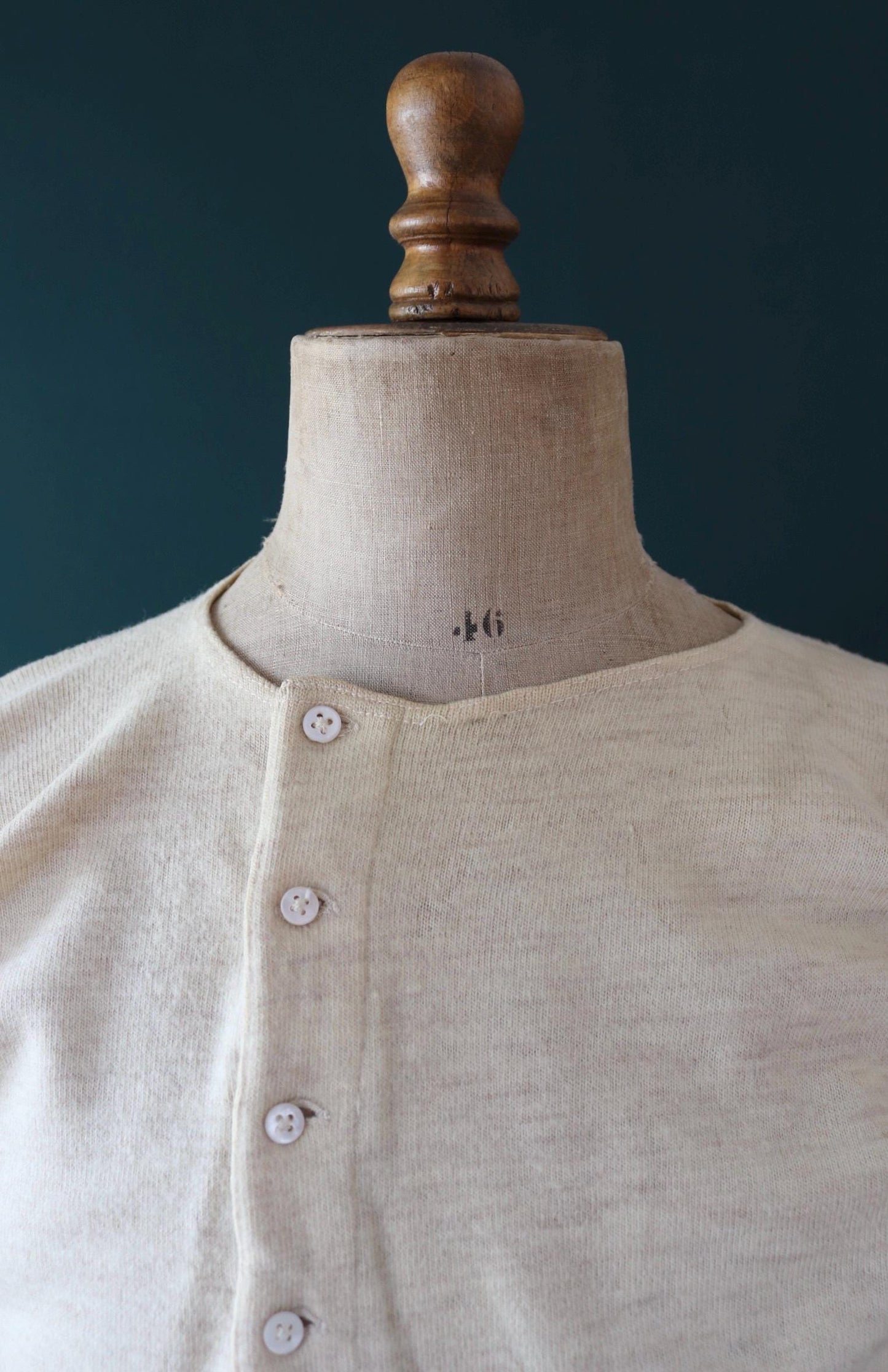 Vintage 1940s Harrods wool undershirt - WW2 clothing - Henley top - thermal layer - 40" chest
