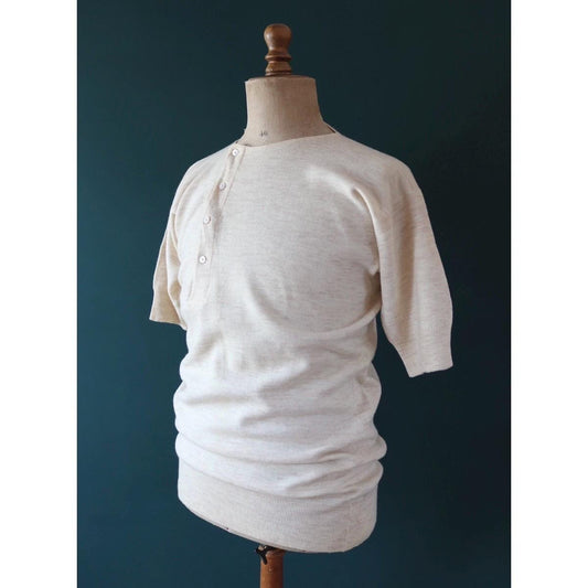 Vintage 1940s Harrods wool undershirt - WW2 clothing - Henley top - thermal layer - 40" chest