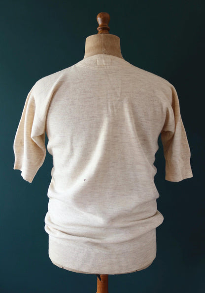 Vintage 1940s Harrods wool undershirt - WW2 clothing - Henley top - thermal layer - 40" chest