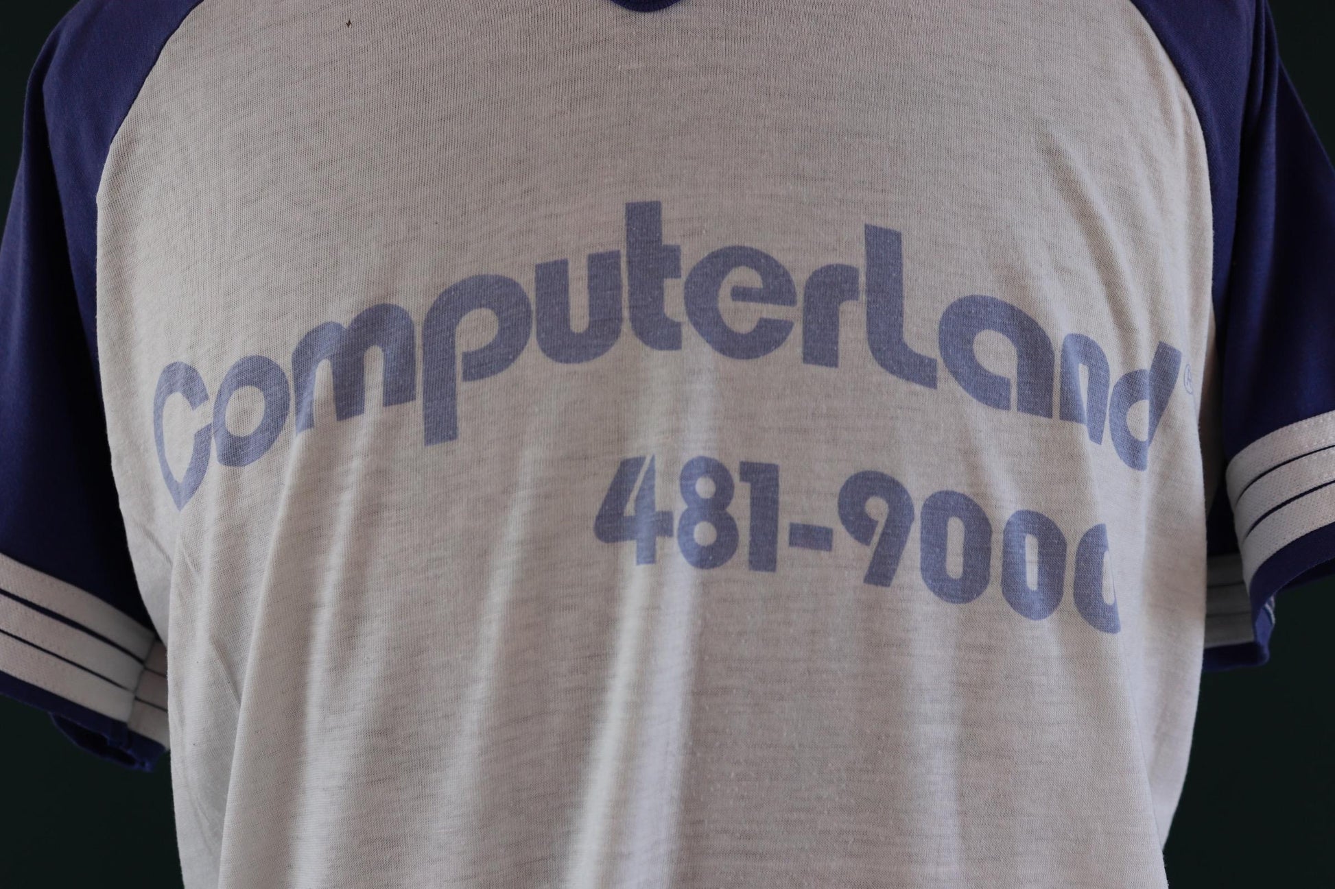 Vintage 1980s computerland t shirt - ringer tee - sportswear - 46” chest