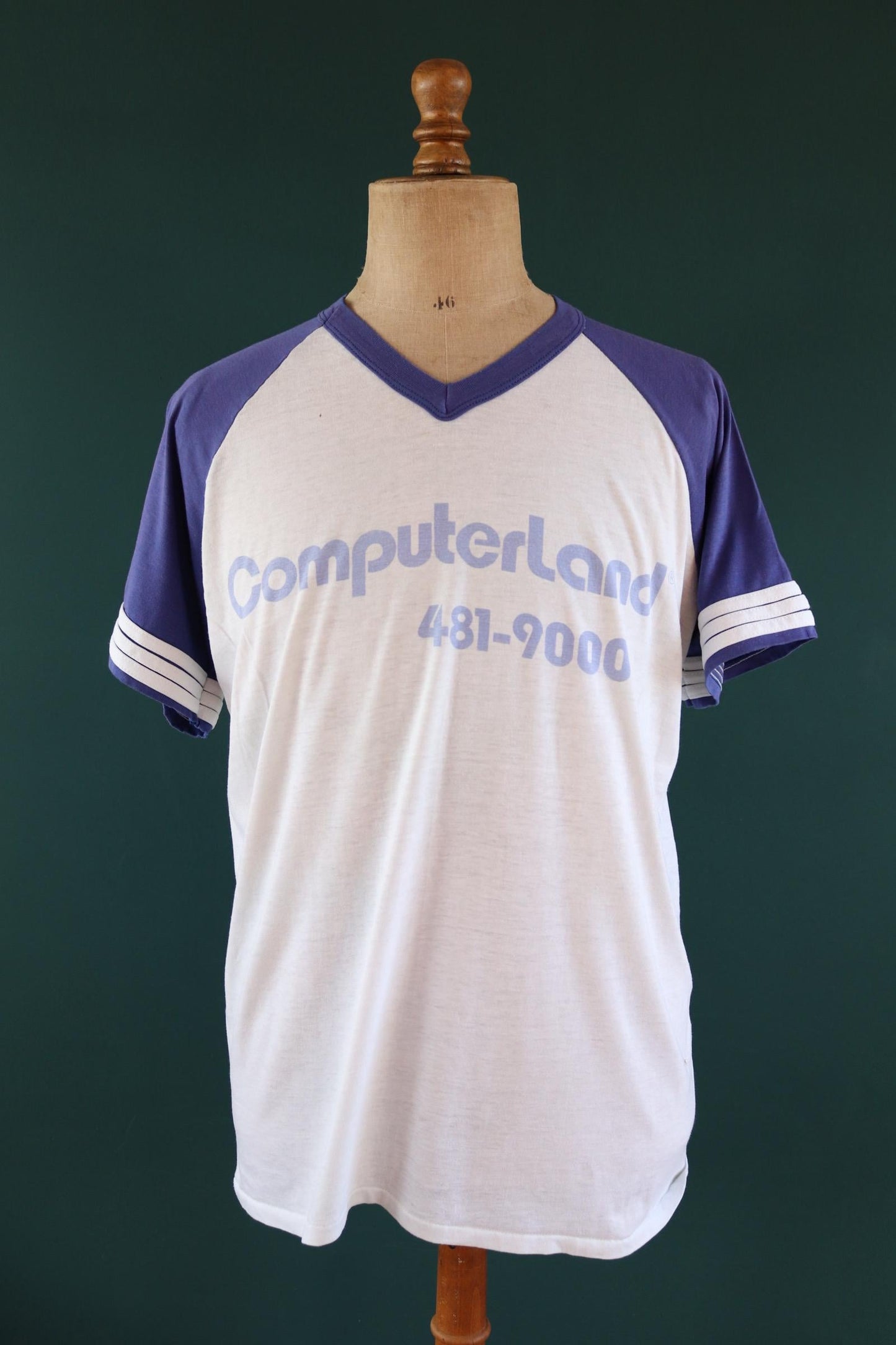 Vintage 1980s computerland t shirt - ringer tee - sportswear - 46” chest