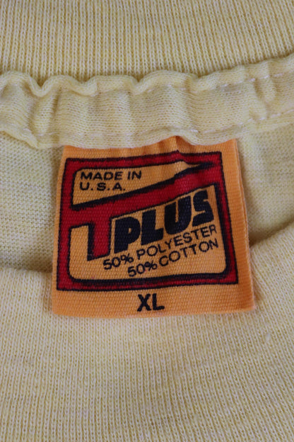 Vintage 1980s t shirt - single stitch - flock print - 40” chest