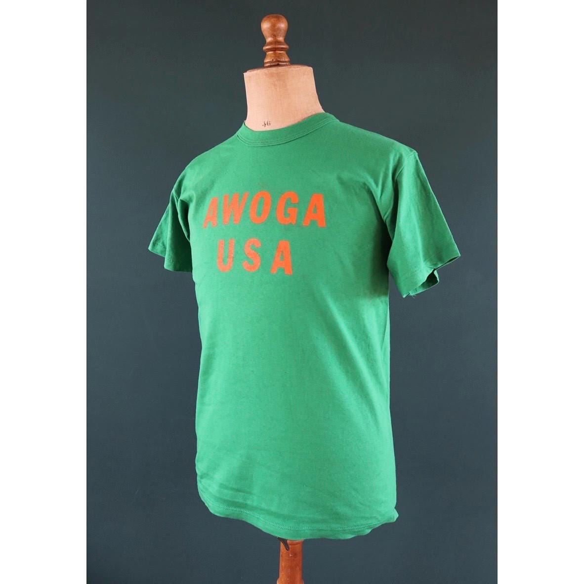 Vintage 1990s t shirt - single stitch - Awoga USA print - 40” chest