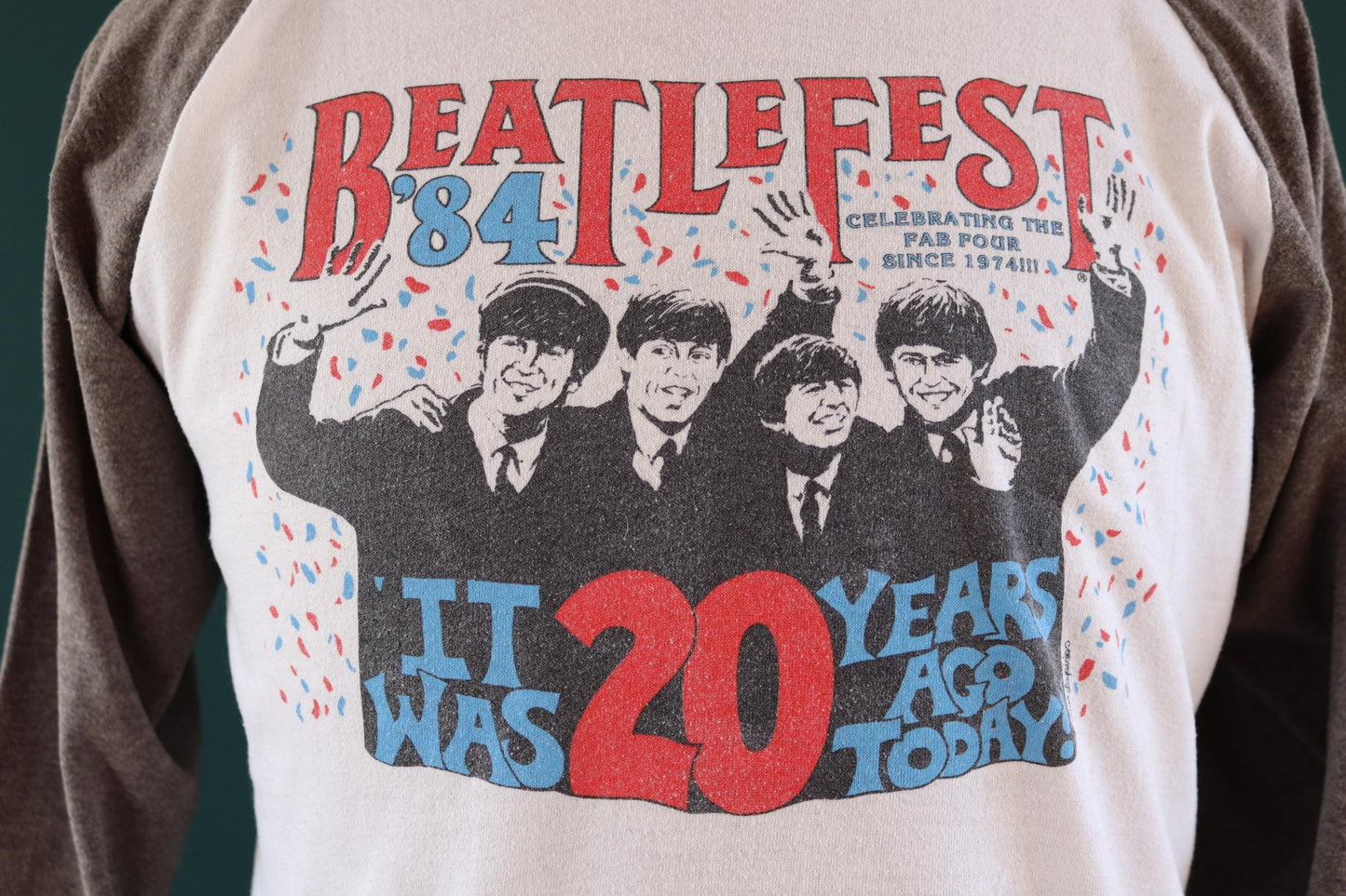 Vintage 1980s Beatlefest t shirt - Beatles baseball ringer - 43” chest