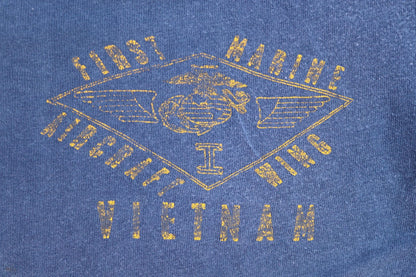 Vintage 1970s Vietnam tour souvenir t shirt - 1st Marine tee - 32” chest - airborne troops