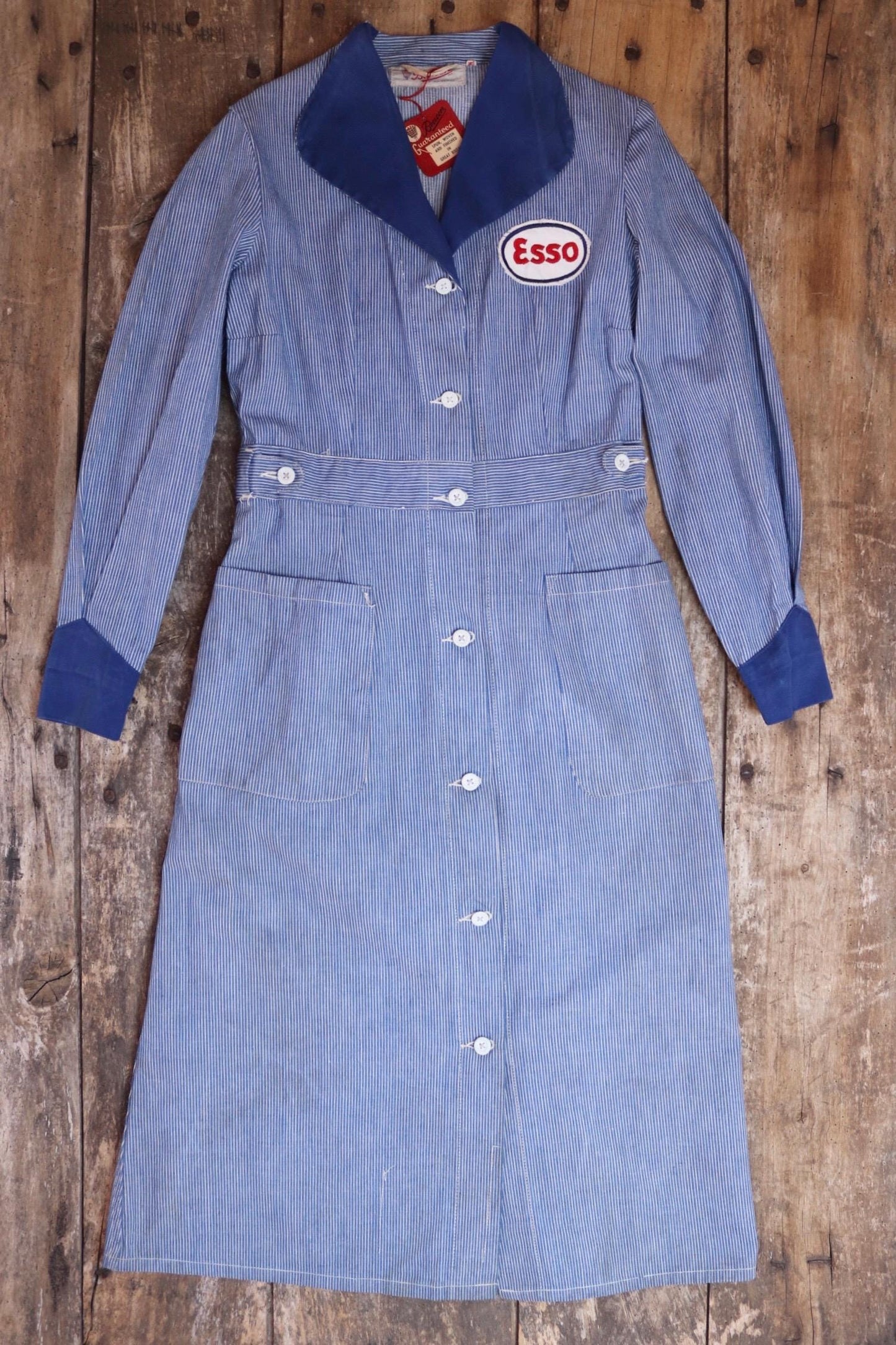 Vintage 1940s deadstock womens forecourt overall dress - Beacon British workwear - rare petrolania - Esso patch - 38” chest