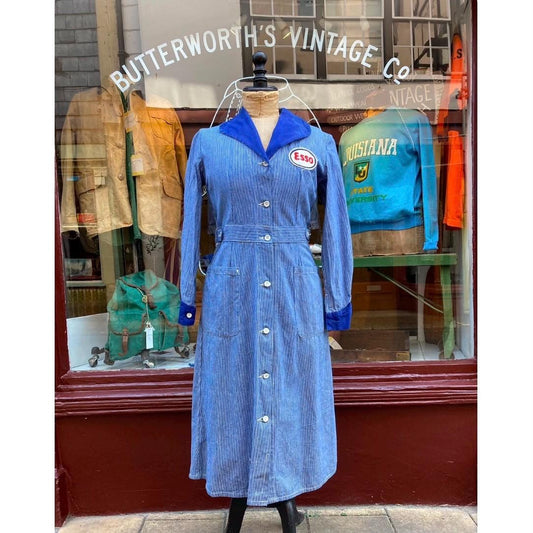 Vintage 1940s deadstock womens forecourt overall dress - Beacon British workwear - rare petrolania - Esso patch - 38” chest