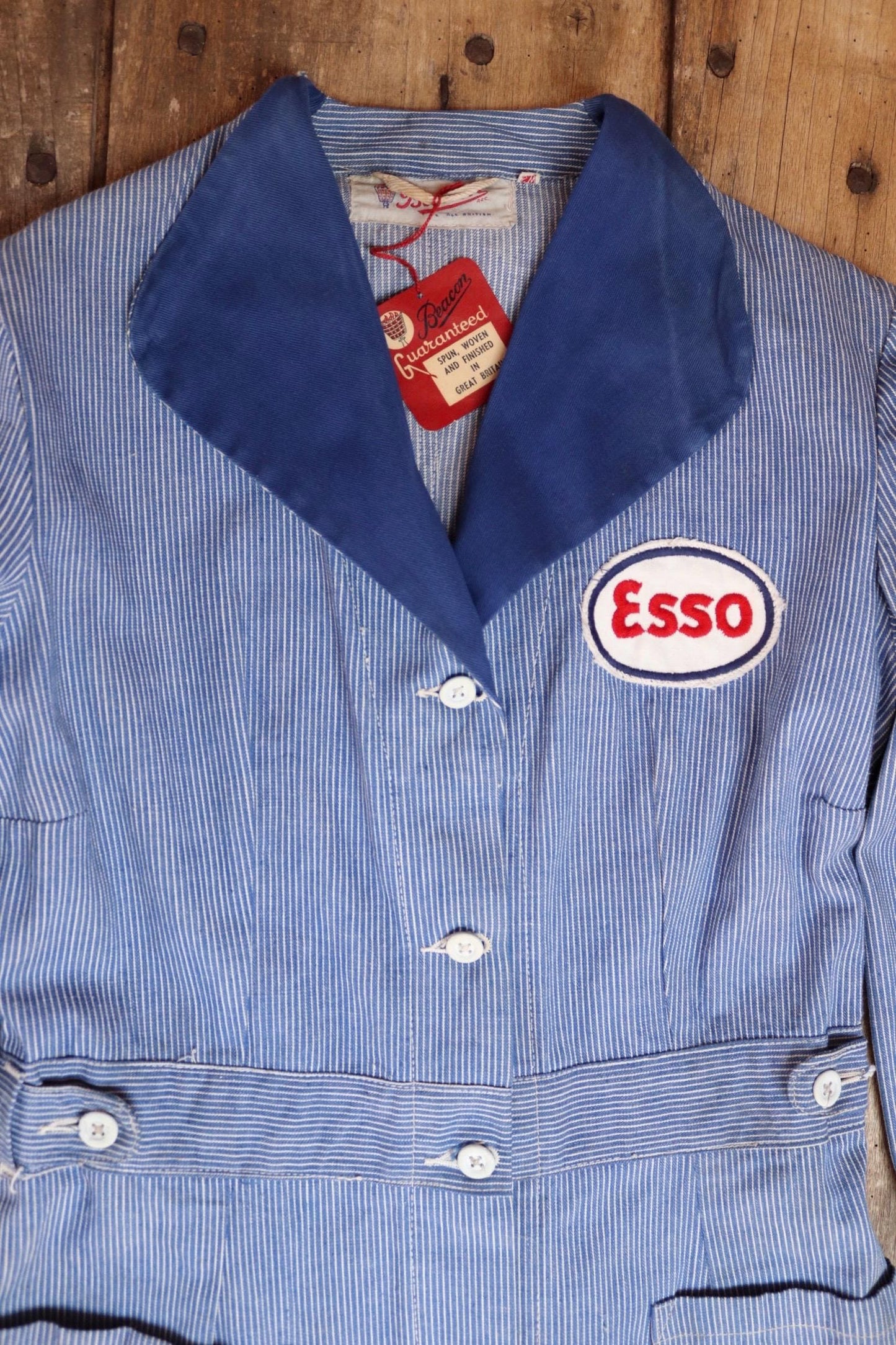 Vintage 1940s deadstock womens forecourt overall dress - Beacon British workwear - rare petrolania - Esso patch - 38” chest