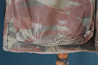 Vintage 1960s French lizard camo M47 TAP jacket - herringbone cotton - military workwear - 41" chest