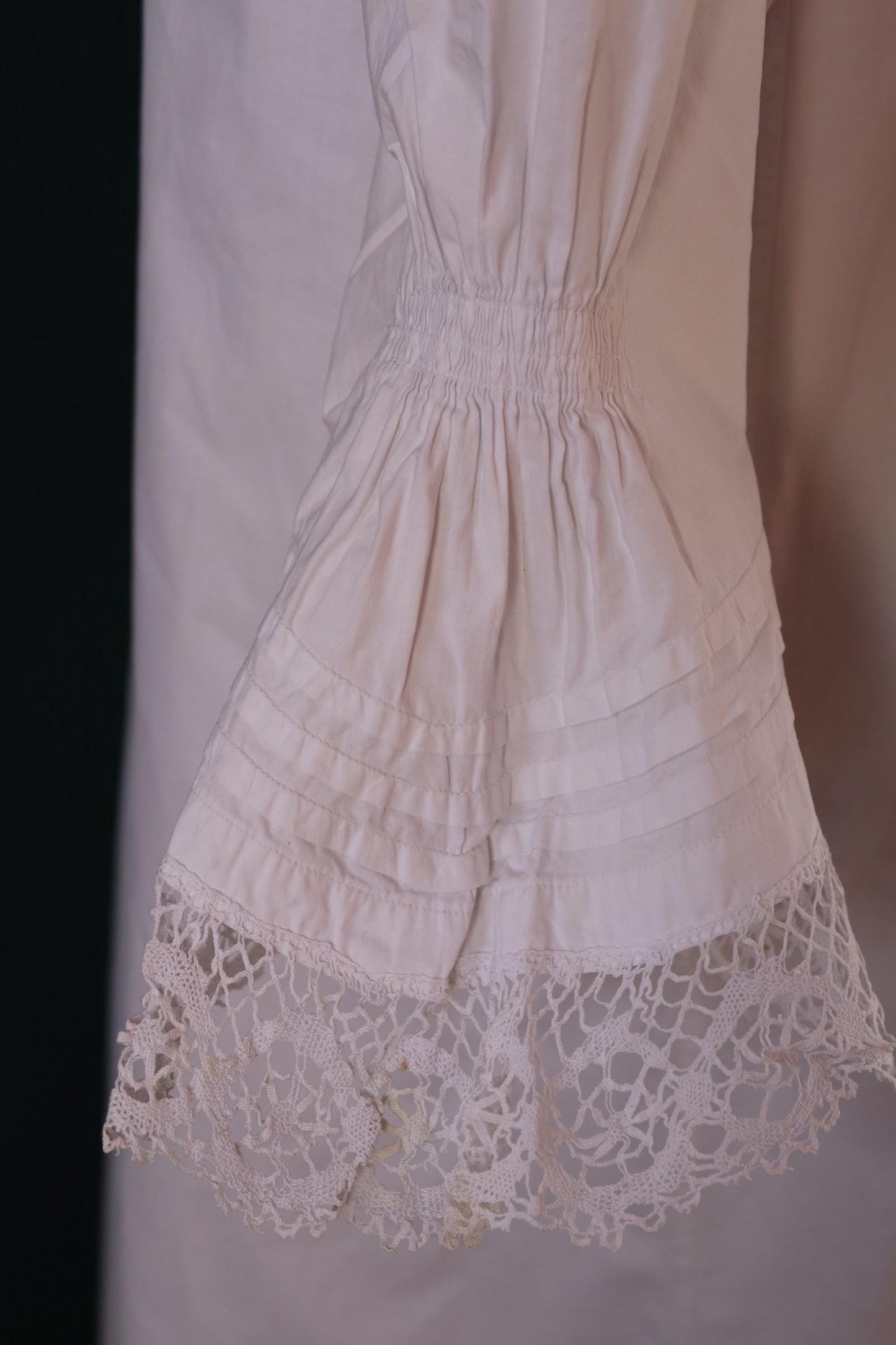 Antique 1800s Victorian white cotton nightgown - vintage 1900s dress - cottagecore - handmade lace - 48” chest