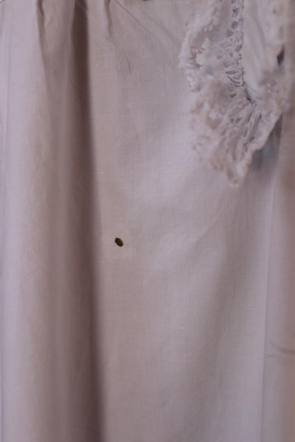 Antique 1800s Victorian white cotton nightgown - vintage 1900s dress - cottagecore - handmade lace - 48” chest