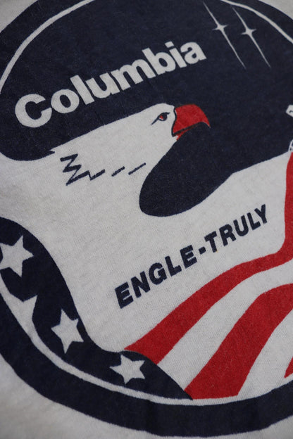 Vintage 1980s kids spacecraft t shirt - single stitch - Columbia space mission print - 30” chest