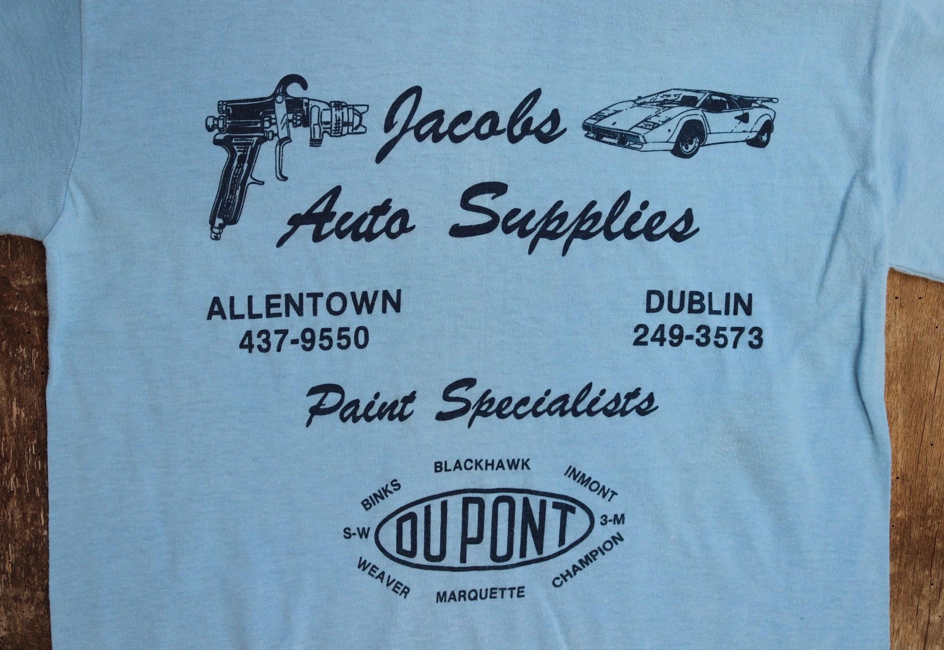 Vintage 1980s t shirt - single stitch - sports car mechanic print - 33” chest