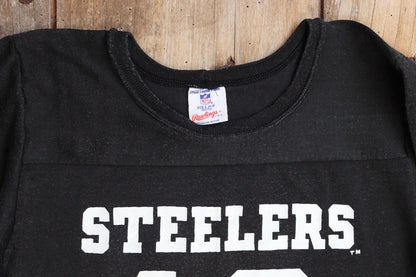 Vintage 1980s Steelers durene shirt - American football - black yellow nylon top - NFL sportswear - 34” chest