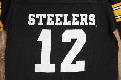 Vintage 1980s Steelers durene shirt - American football - black yellow nylon top - NFL sportswear - 34” chest