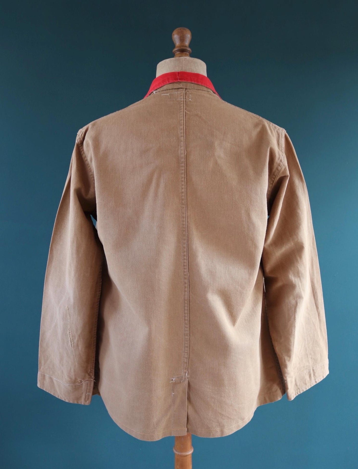 Vintage 1940s British workwear jacket - brown cotton twill - factory coat - shop overalls - 44” chest