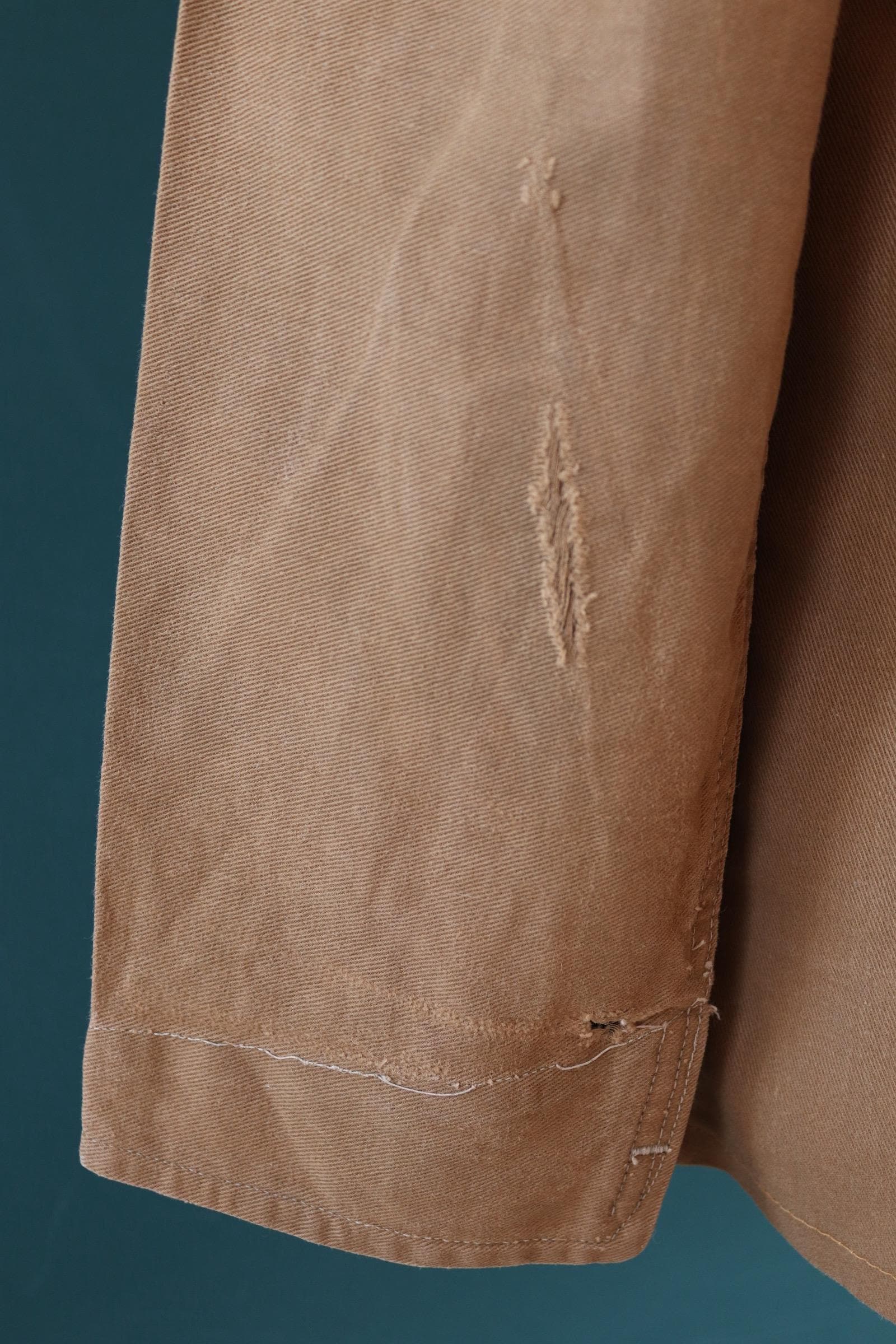 Vintage 1940s British workwear jacket - brown cotton twill - factory coat - shop overalls - 44” chest