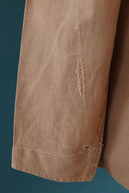 Vintage 1940s British workwear jacket - brown cotton twill - factory coat - shop overalls - 44” chest