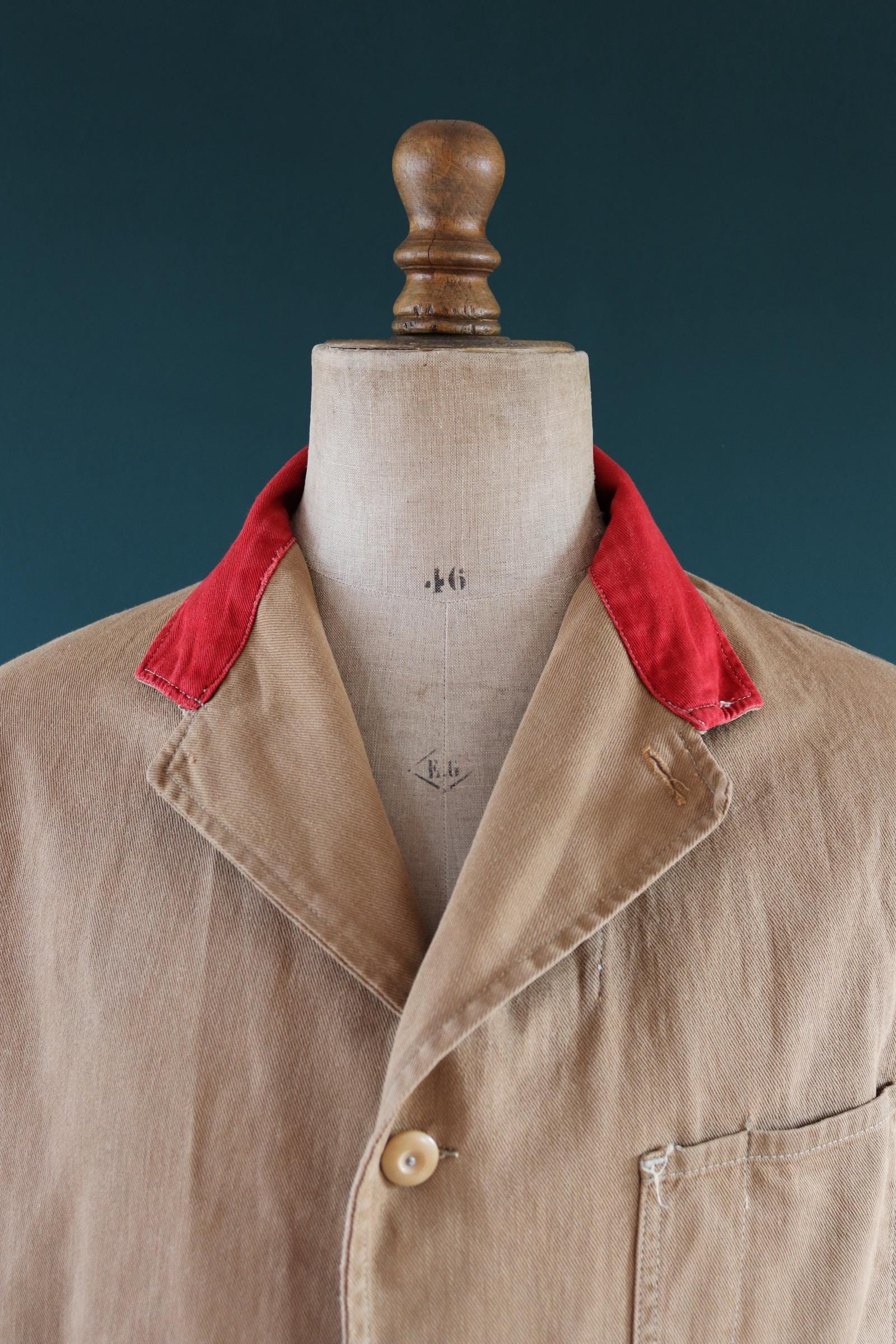 Vintage 1940s British workwear jacket - brown cotton twill - factory coat - shop overalls - 44” chest