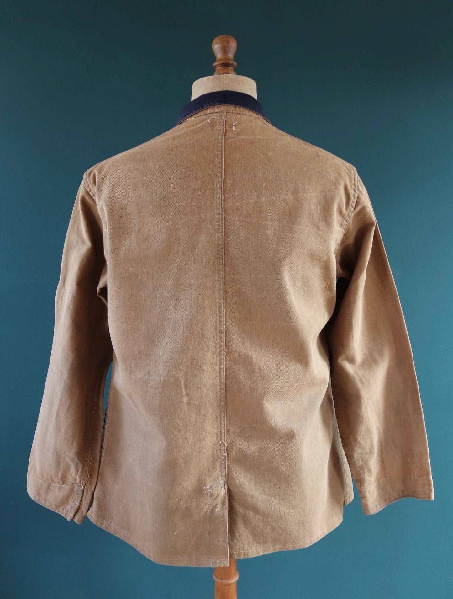 Vintage 1940s British workwear jacket - brown cotton twill - factory coat - shop overalls - 45” chest