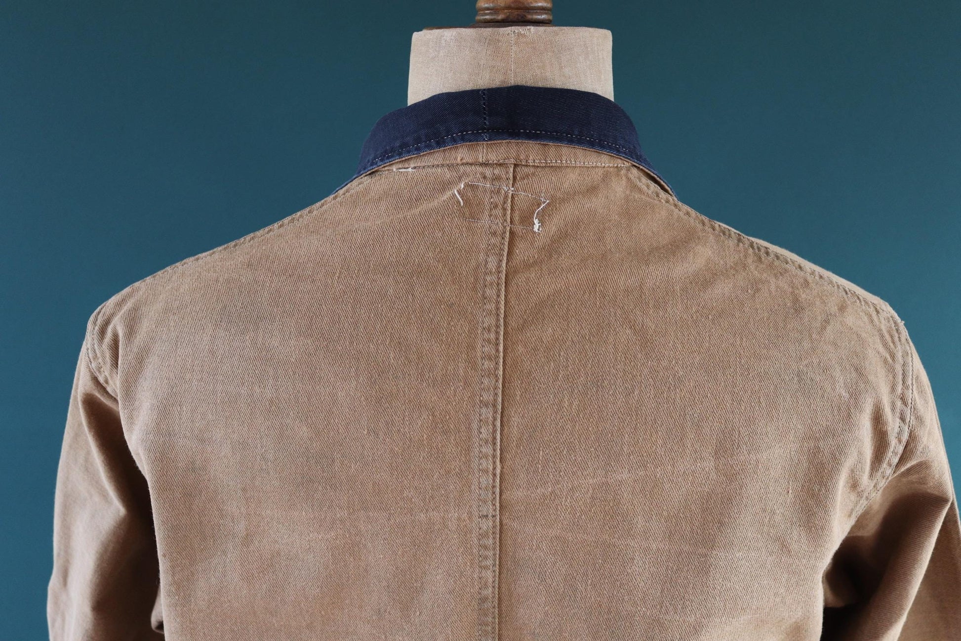 Vintage 1940s British workwear jacket - brown cotton twill - factory coat - shop overalls - 45” chest