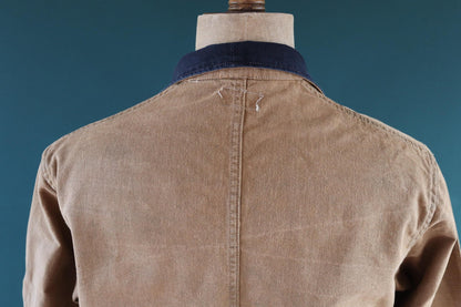 Vintage 1940s British workwear jacket - brown cotton twill - factory coat - shop overalls - 45” chest