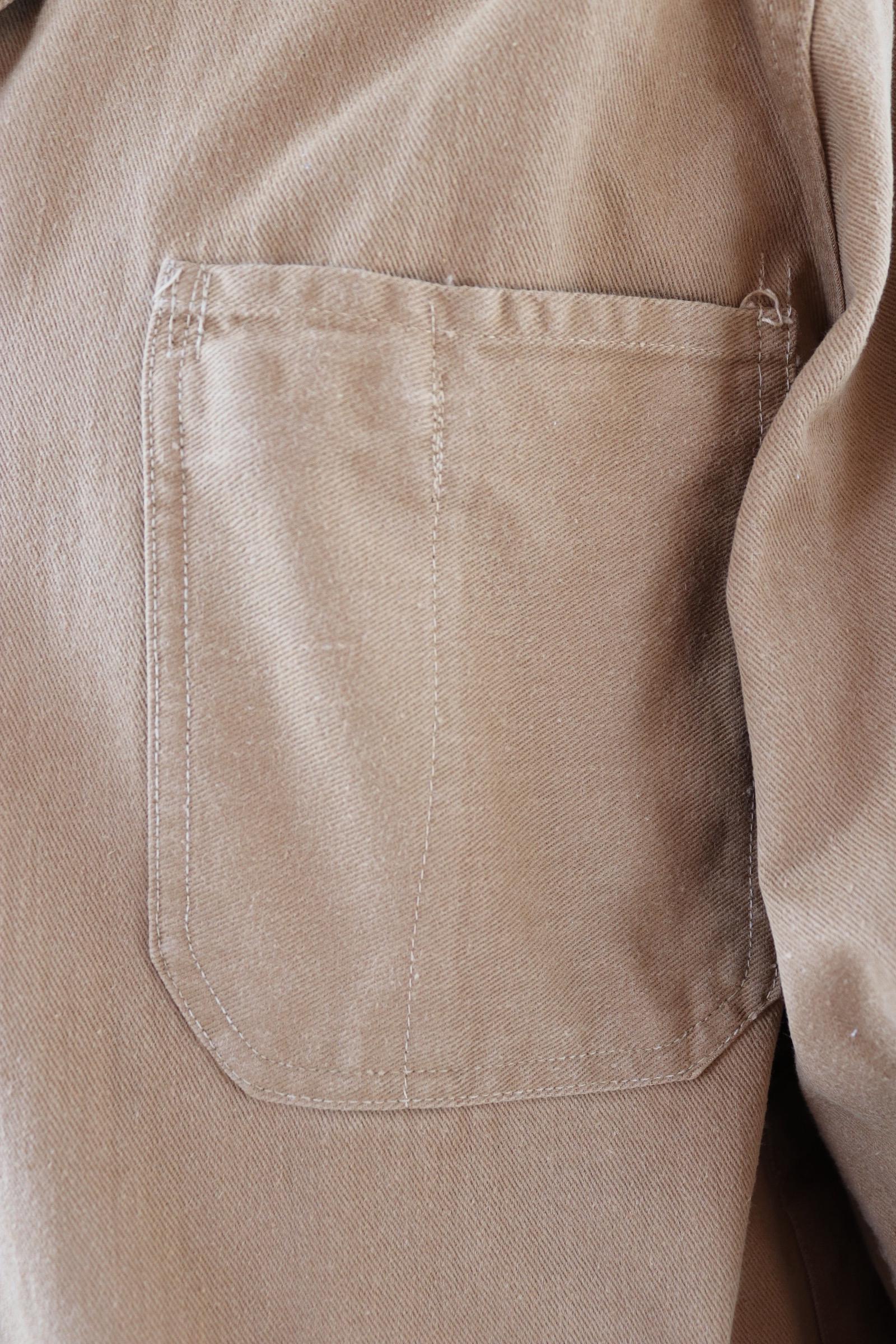 Vintage 1950s British workwear overalls - long brown cotton twill chore jacket - factory chore coat - 46” chest