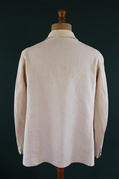 Vintage 1930s French linen suit - jacket and trousers - double breasted - buckle back pants - riviera - 38” x 28” - 44” chest