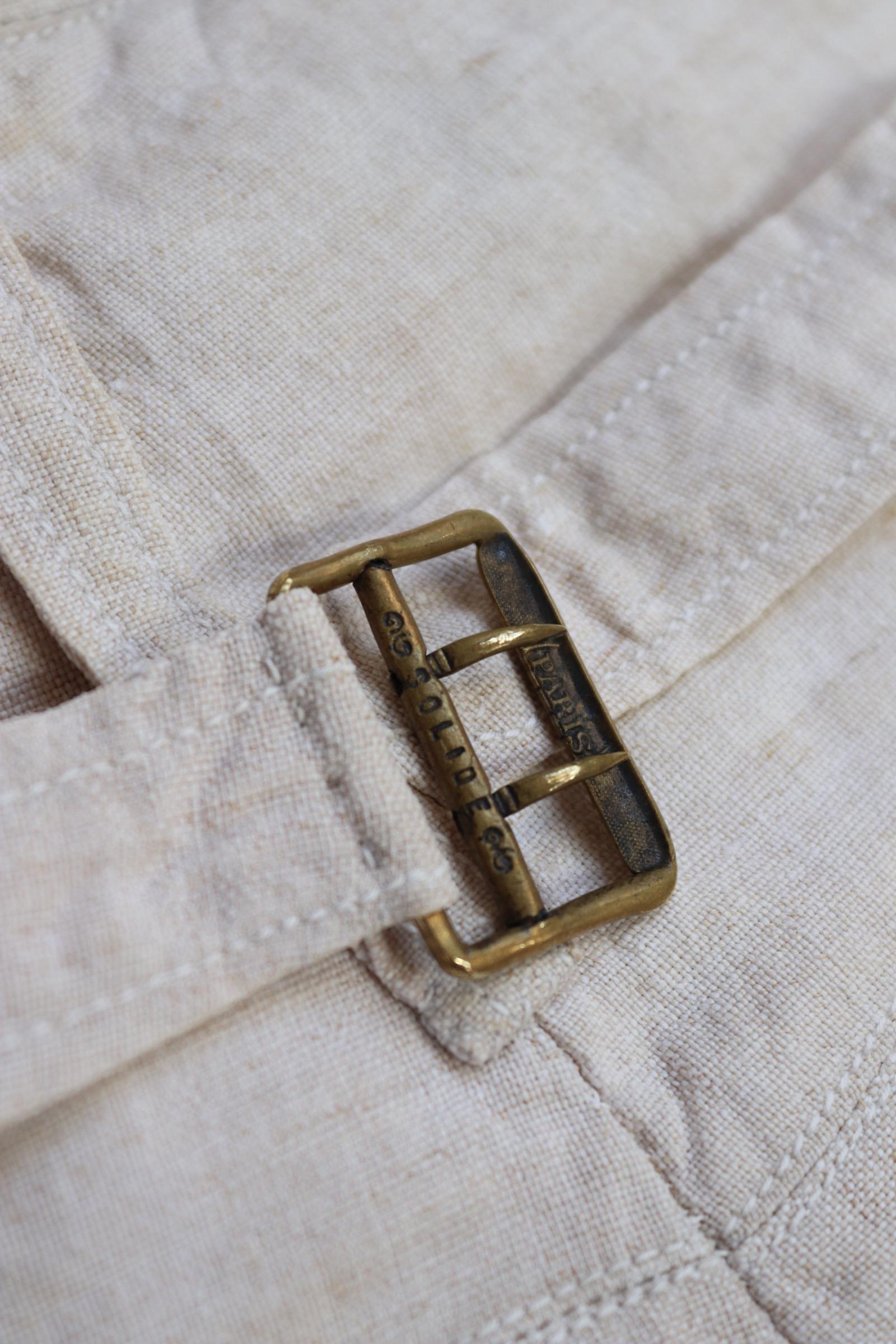 Vintage 1930s French linen suit - jacket and trousers - double breasted - buckle back pants - riviera - 38” x 28” - 44” chest