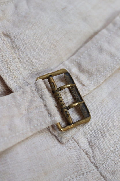 Vintage 1930s French linen suit - jacket and trousers - double breasted - buckle back pants - riviera - 38” x 28” - 44” chest