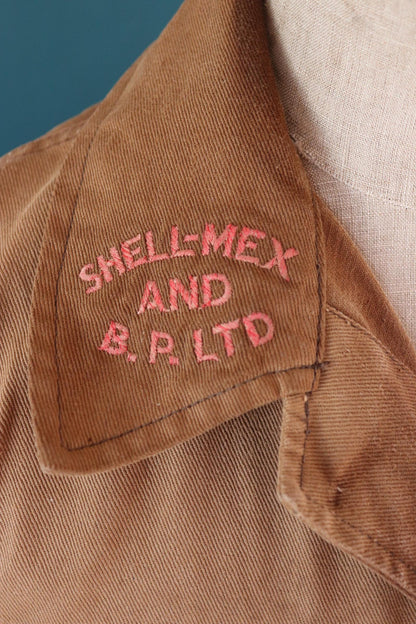 Vintage 1940s CC41 Shell coveralls - British workwear - rare petrolania - Shell Mex embroidery - 41” chest - 37” x 31”