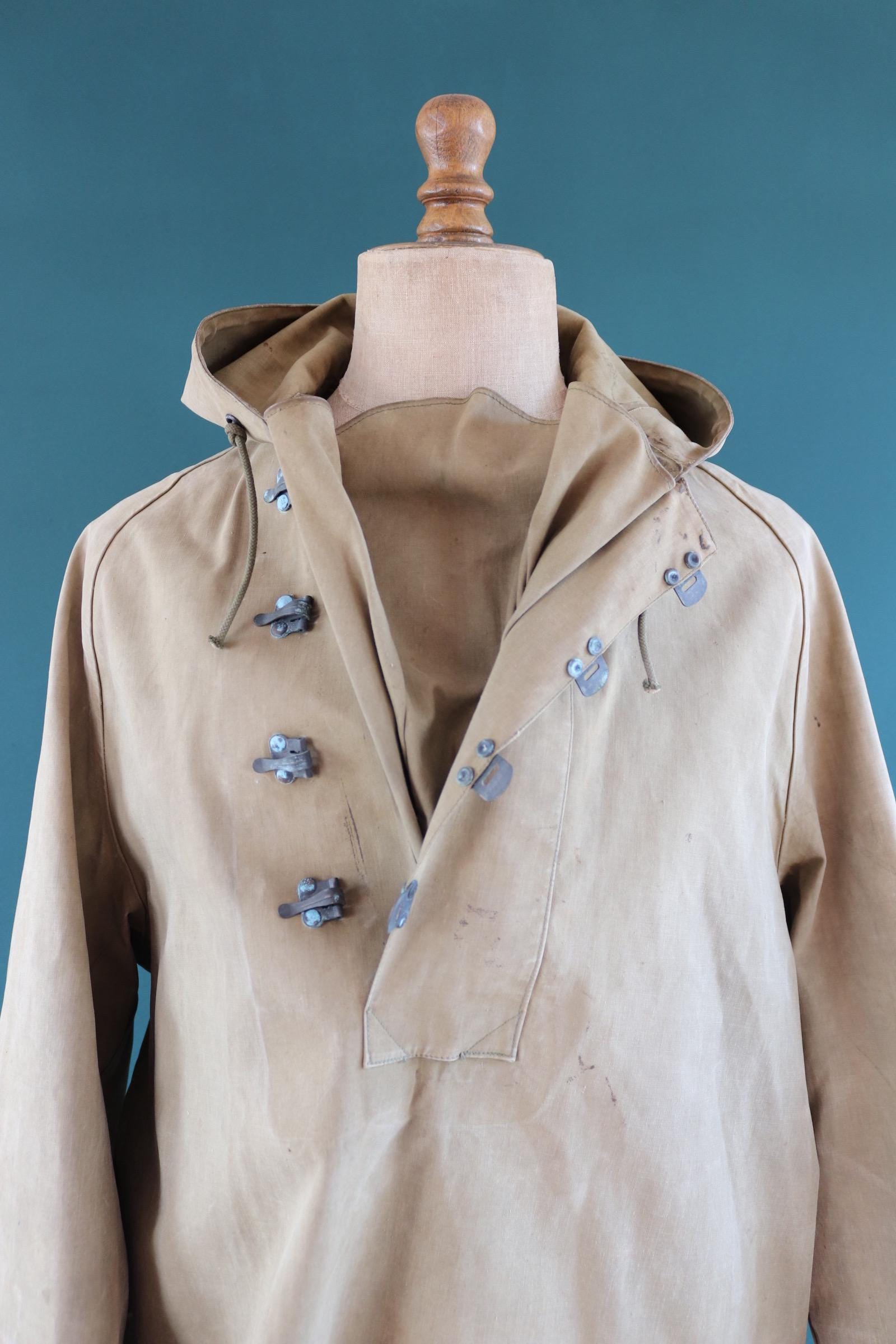 Vintage 1940s US Navy wet weather parka - WW2 USN smock - naval deck jacket - military anorak - 54” chest