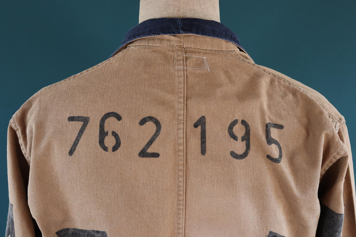 Vintage 1940s British workwear jacket - prison arrows - brown cotton twill - factory coat - shop overalls - 48” chest