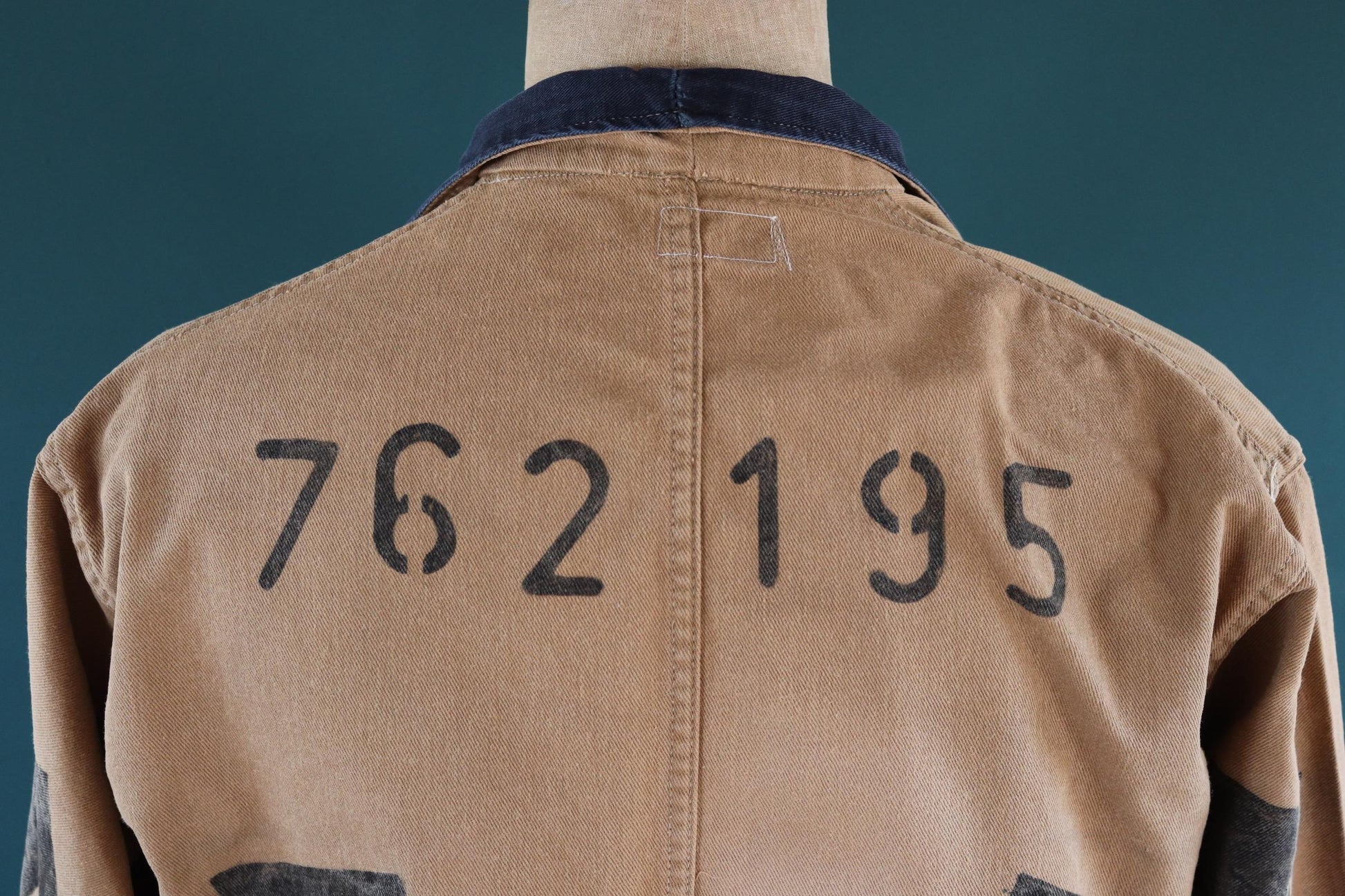 Vintage 1940s British workwear jacket - prison arrows - brown cotton twill - factory coat - shop overalls - 48” chest