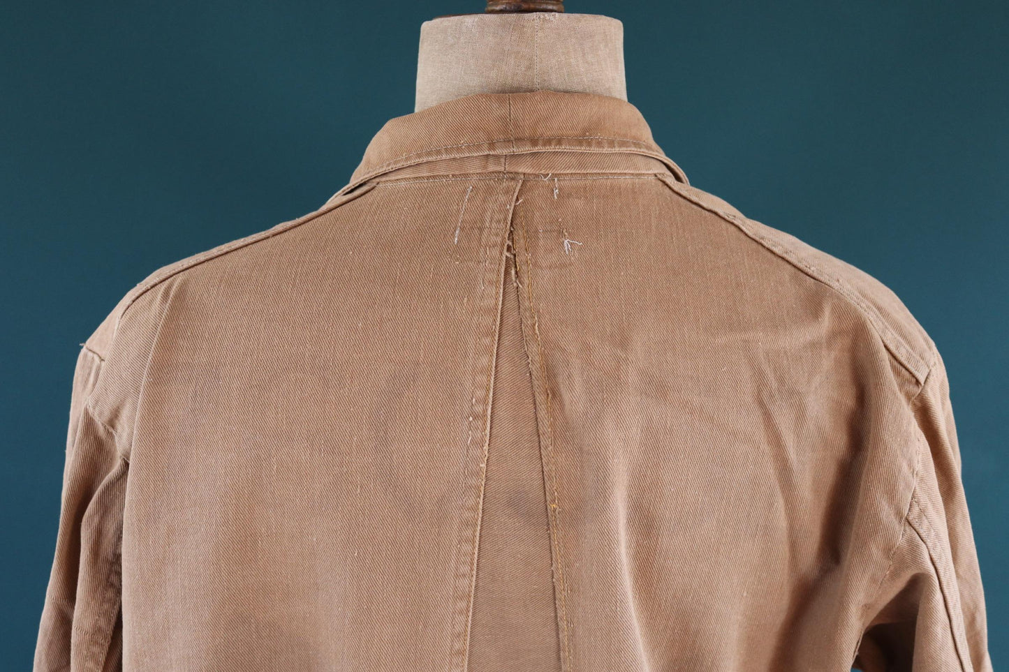 Vintage 1940s British workwear jacket - prison arrows - brown cotton twill - factory coat - shop overalls - 50” chest